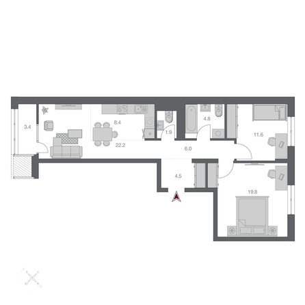 
  Продается 3-комн. квартира, 74.2 м², ЖК Беринг, дом 3
. Фото 1.