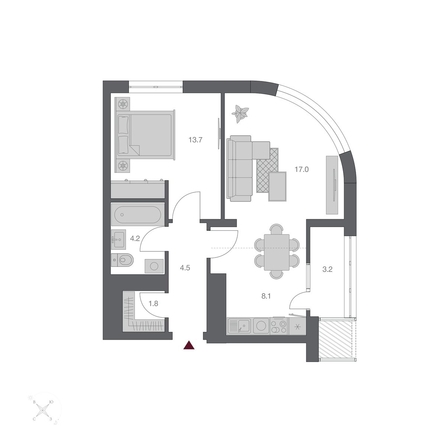 
  Продается 2-комн. квартира, 52.49 м², ЖК Беринг, дом 3
. Фото 1.