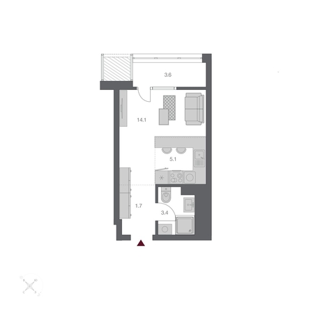 
  Продается студия, 27.86 м², ЖК Беринг, дом 3
. Фото 1.