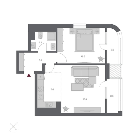 
  Продается 2-комн. квартира, 62.44 м², ЖК Беринг, дом 3
. Фото 1.