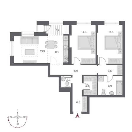 
  Продается 3-комн. квартира 84.7 м², в ЖК ОСКАР, дом 1. Фото 2.