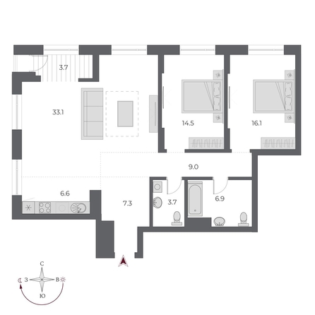 
  Продается 3-комн. квартира, 100.9 м², ЖК ОСКАР, дом 1
. Фото 1.