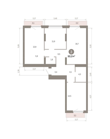 
  Продается 3-комн. квартира 90 м², в ЖК Лебедевский квартал, д 1. Фото 2.
