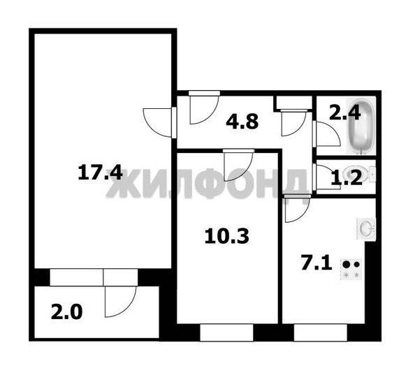
  Продается 2-комн. квартира, 45.6 м², Кропоткина ул, д. 119/1
. Фото 16.