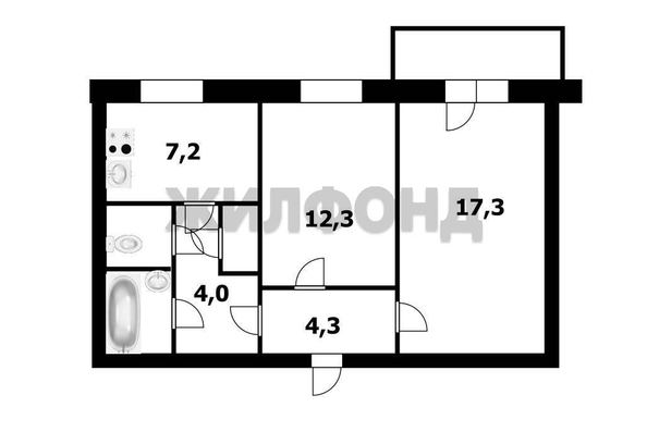 
  Продается 2-комн. квартира, 51 м², Троллейная ул, д. 71
. Фото 4.
