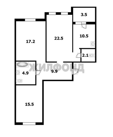 
  Продается 3-комн. квартира, 85.2 м², Адриена Лежена ул, д. 17
. Фото 23.