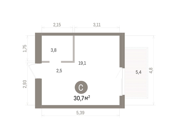 
  Продается студия, 30.7 м², ЖК Пшеница, дом 5.2
. Фото 1.