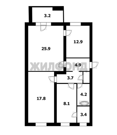 
  Продается 3-комн. квартира, 82 м², Военный городок ул, д. 102
. Фото 7.