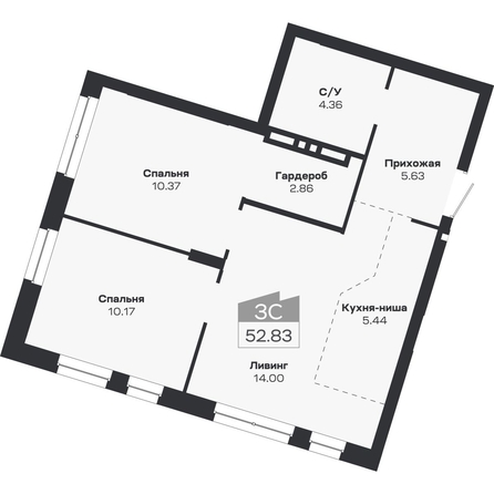 
  Продается 3-комн. квартира 52.83 м², в ЖК Базилик, дом 2. Фото 2.