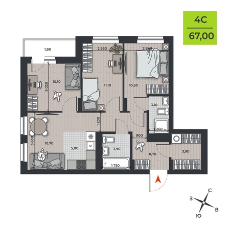 
  Продается 4-комн. квартира 67 м², в ЖК ДНК. Фото 1.