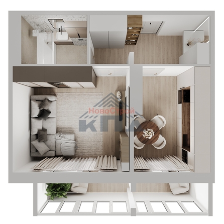 
  Продается 1-комн. квартира 43.68 м², в ЖК Два поэта. Фото 1.