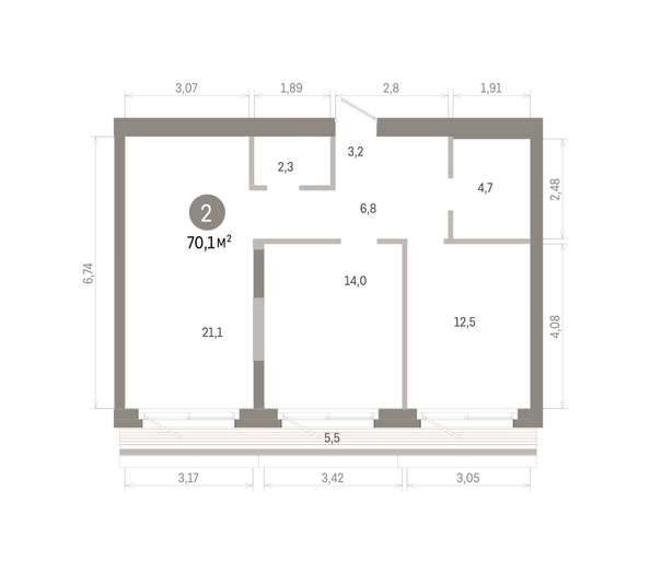 
  Продается 2-комн. квартира 70.07 м², в ЖК Город на озере. Фото 1.