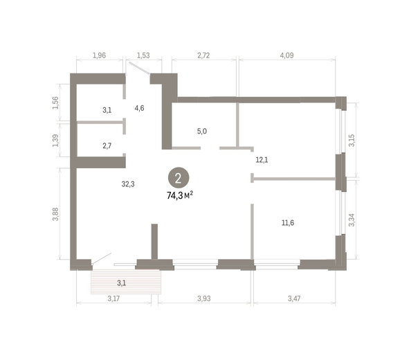 
  Продается 2-комн. квартира 74.26 м², в ЖК Город на озере. Фото 2.