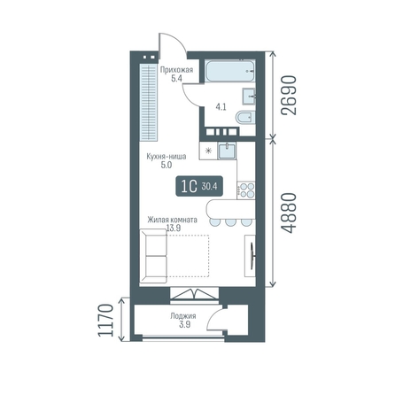 
  Продается 1-комн. квартира 30.4 м², в  Кварталы Немировича, 2 очередь. Фото 1.