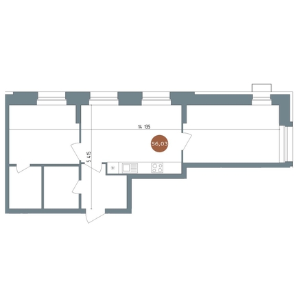 
  Продается 2-комн. квартира 56 м², в ЖК 19/56 Кварталы Телецентра, сек 2. Фото 1.