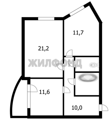 
  Продается 2-комн. квартира 59.4 м². Фото 3.