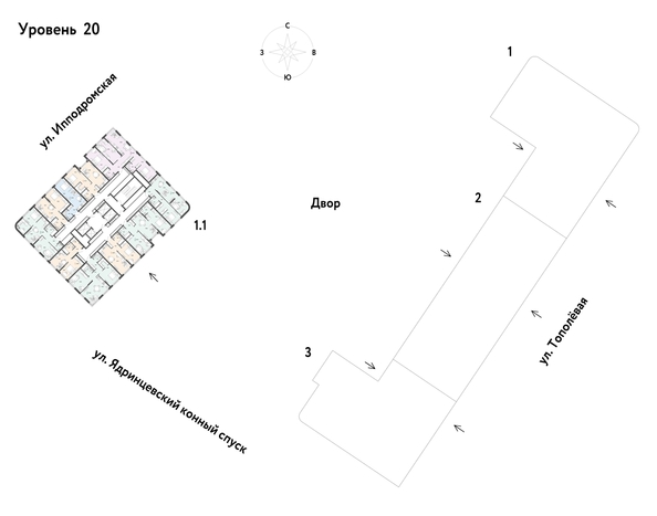
  Продается 2-комн. квартира 56.42 м², в ЖК Страна.Тополевая, к 1. Фото 1.