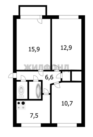 
  Продается 3-комн. квартира 58.2 м². Фото 2.