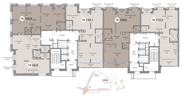
  Продается 4-комн. квартира 128.5 м², в ЖК Тайм Сквер. Фото 19.