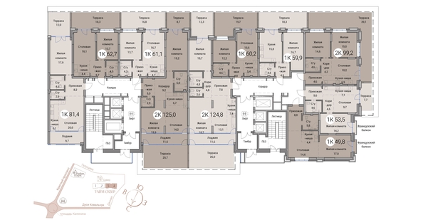 
  Продается 2-комн. квартира 49.8 м², в ЖК Тайм Сквер. Фото 19.