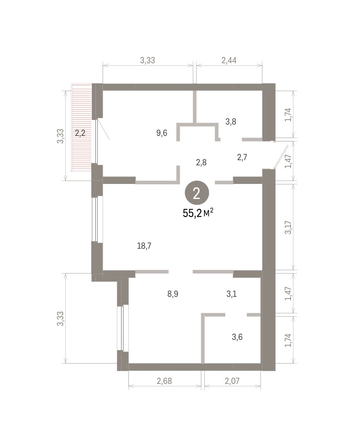 
  Продается 2-комн. квартира 55.16 м², в ЖК Пшеница, 6.1. Фото 1.