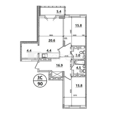 
  Продается 3-комн. квартира 89 м², в ЖК Золотая нива, дом 1. Фото 7.