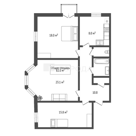 
  Продается 3-комн. квартира 82 м². Фото 11.