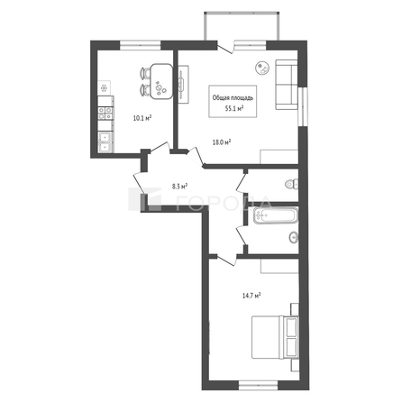 
  Продается 2-комн. квартира 55.1 м². Фото 25.
