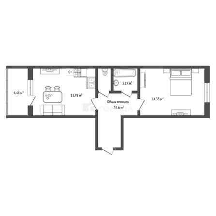 
  Продается 2-комн. квартира 54.6 м². Фото 10.