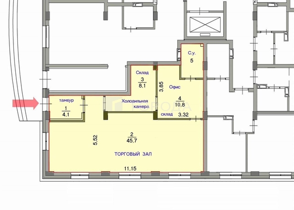 
  Продается торговая площадь 74.2 м². Фото 10.