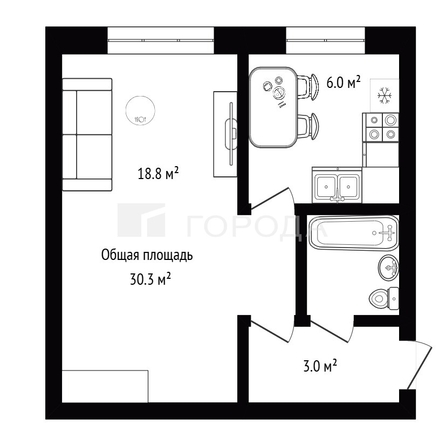 
  Продается 1-комн. квартира 30.3 м². Фото 17.