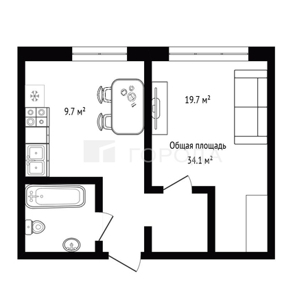 
  Продается 1-комн. квартира 34.1 м². Фото 15.