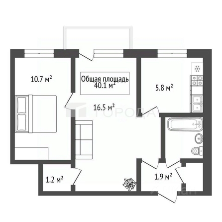 
  Продается 2-комн. квартира 40.1 м². Фото 25.