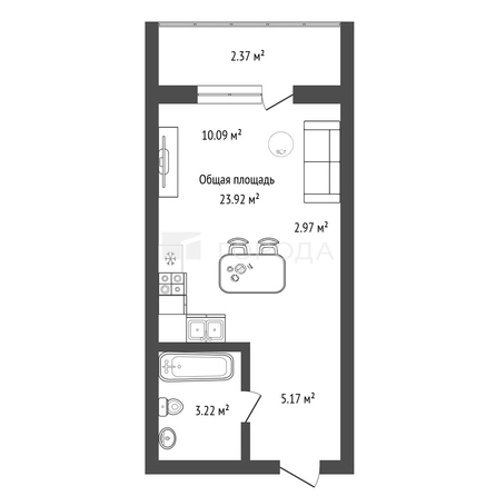 
  Продается студия 23.92 м², в ЖК Vesna (Весна), дом 30 сек 2. Фото 30.