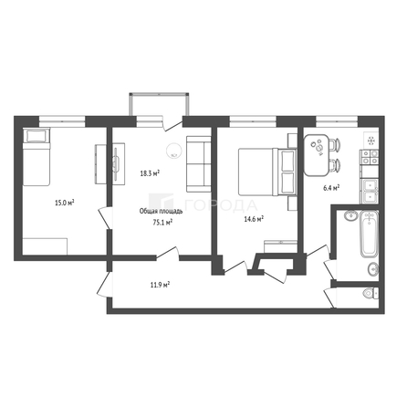
  Продается 3-комн. квартира 75.1 м². Фото 22.