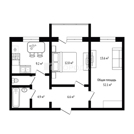 
  Продается 2-комн. квартира 52.1 м². Фото 21.