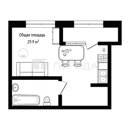 
  Продается студия 29.9 м², в  Кварталы Немировича, 1 очередь. Фото 1.