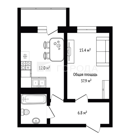 
  Продается 1-комн. квартира 37.9 м². Фото 12.