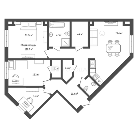 
  Продается 4-комн. квартира 118.7 м², в ЖК Флора и Фауна, блок А. Фото 40.