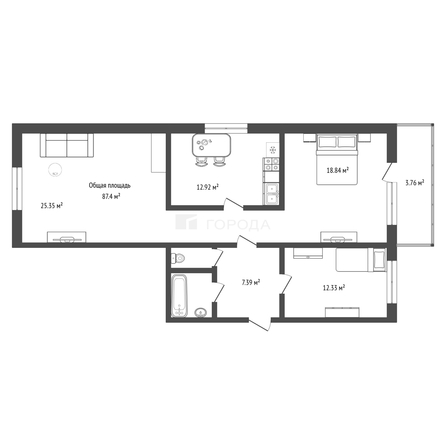 
  Продается 3-комн. квартира 87.4 м². Фото 25.