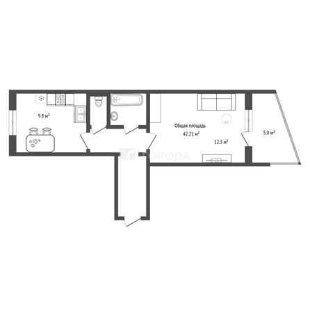 
  Продается 1-комн. квартира 42.21 м². Фото 13.