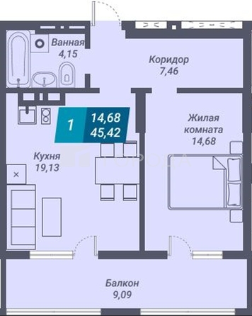 
  Продается 1-комн. квартира 47 м². Фото 23.