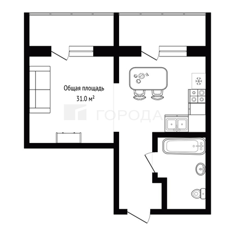 
  Продается 1-комн. квартира 31 м², в ЖК Галактика, дом 3 Сатурн. Фото 4.