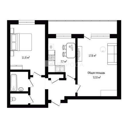 
  Продается 2-комн. квартира 52 м². Фото 25.
