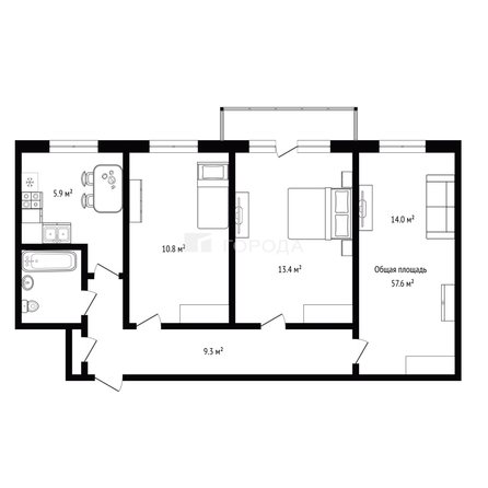 
  Продается 3-комн. квартира 57.6 м². Фото 12.