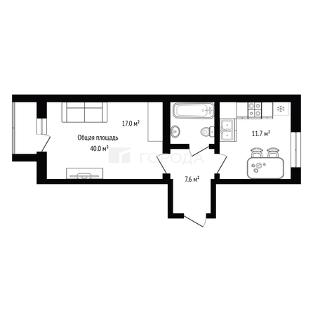 
  Продается 1-комн. квартира 40 м². Фото 2.