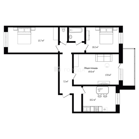 
  Продается 3-комн. квартира 69 м². Фото 34.