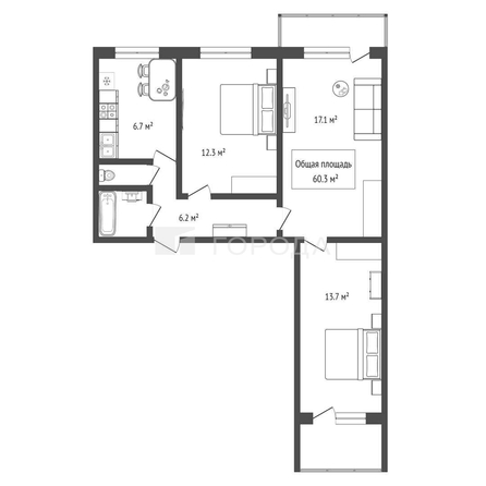 
  Продается 3-комн. квартира 60 м². Фото 29.