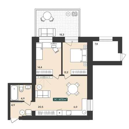 
  Продается 3-комн. квартира 67.5 м², в ЖК Альпийский квартал, 2 очередь. Фото 11.