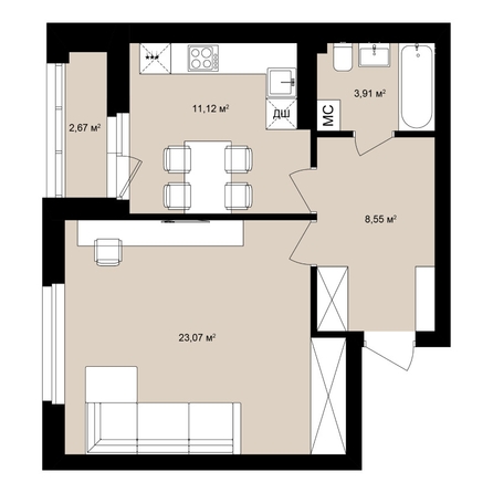 
  Продается студия 49.9 м², в ЖК  Римский квартал, 2 очередь. Фото 2.